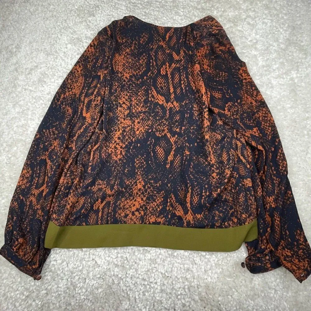 Cabi Border Wrap Snake Print Tie Blouse